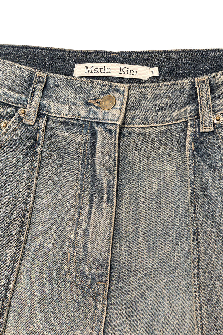 Matin Kim Out Pocket Washed Denim — Smoke — Blue