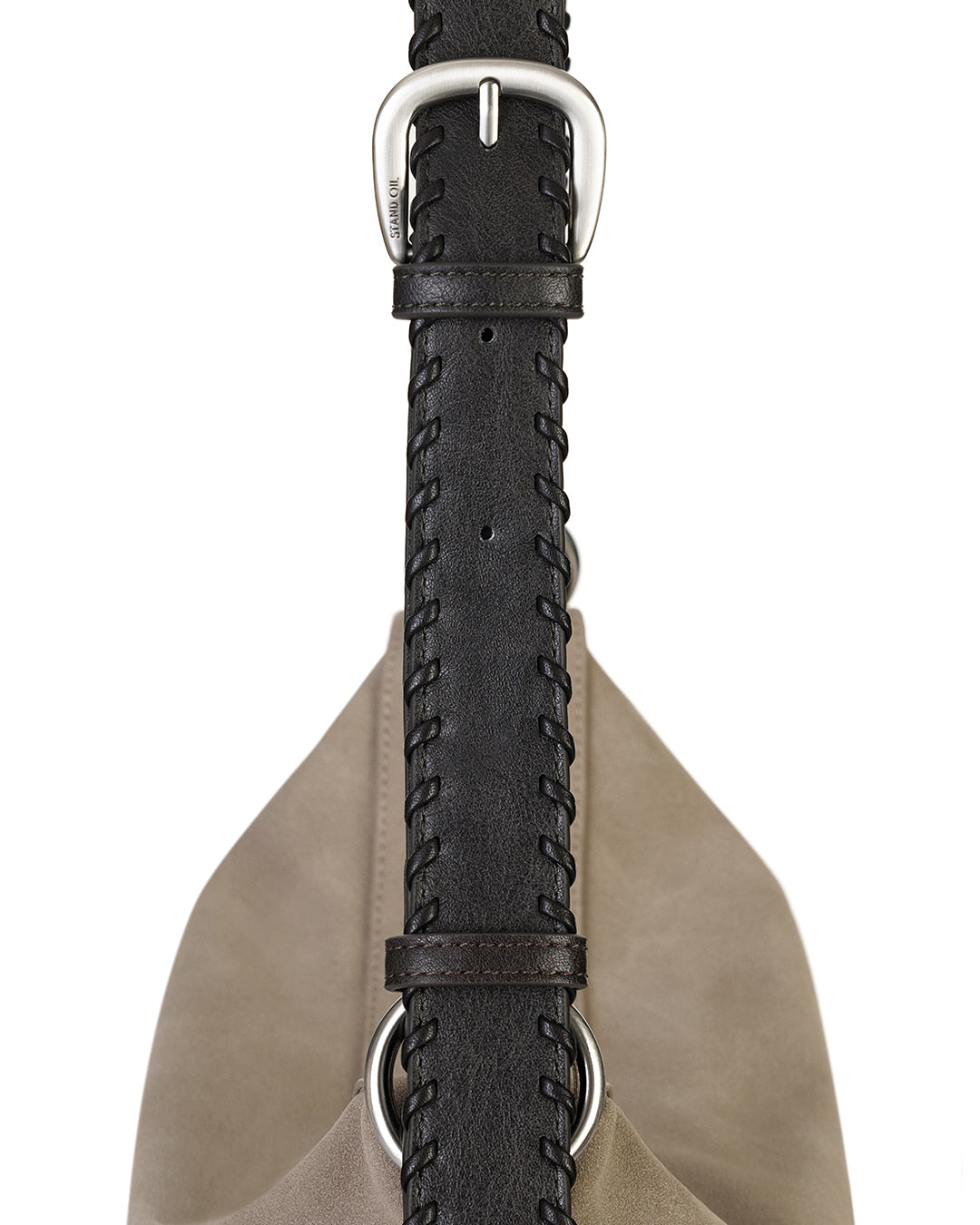 Stand Oil Seine Bag — Twisted Nubuck Crossbody — Taupe Combi