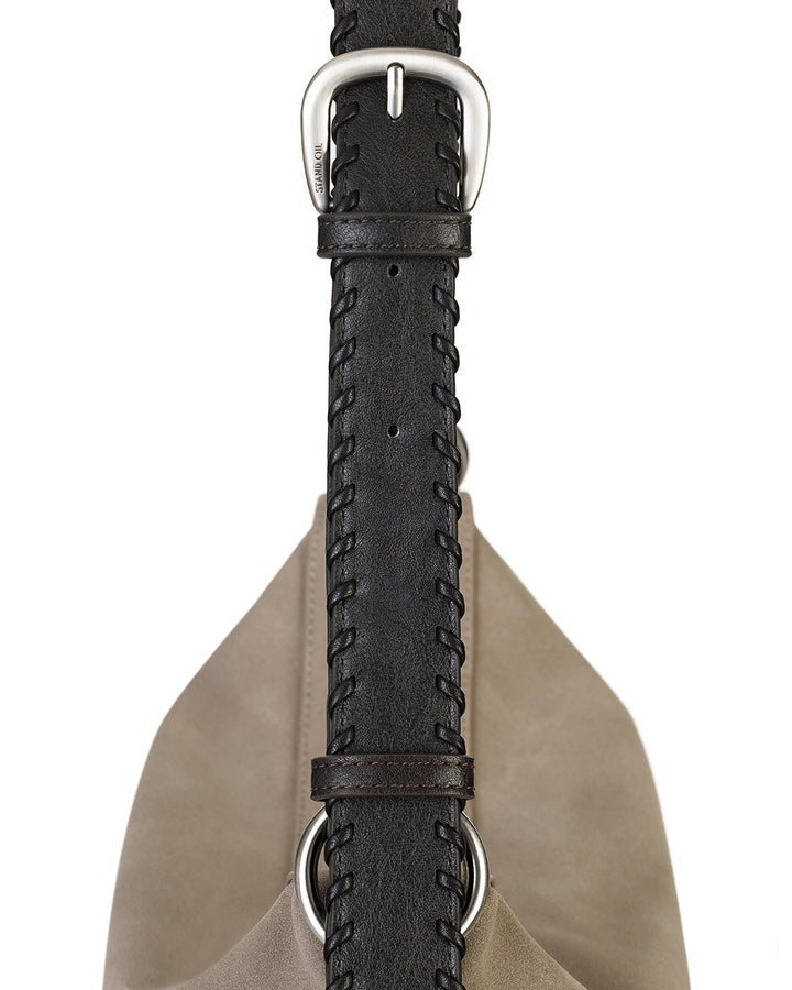 Stand Oil Seine Bag — Twisted Nubuck Crossbody — Taupe Combi