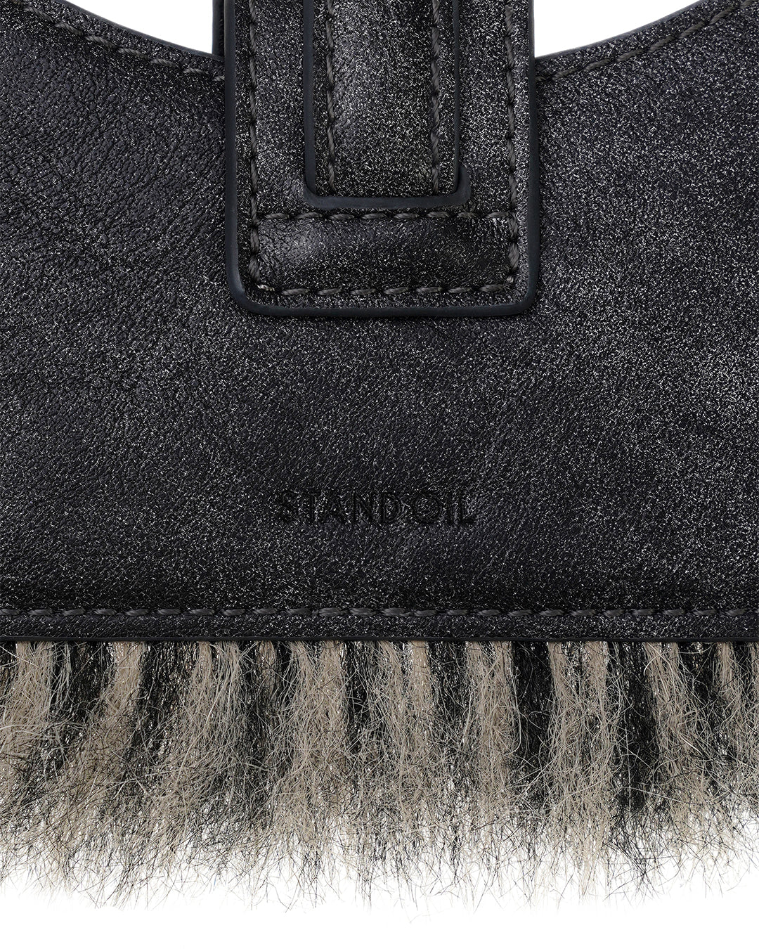 Stand Oil Stud Fur Keyring — Dark Gray