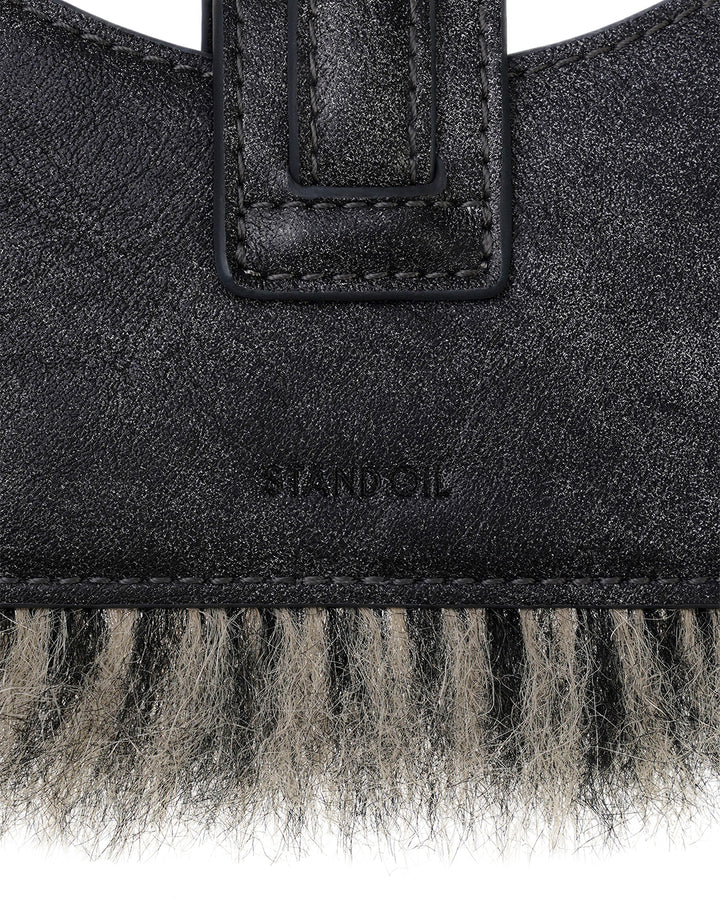 Stand Oil Stud Fur Keyring — Dark Gray