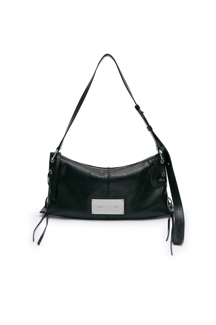 Matin Kim Eyelet Shirring Shoulder Bag — Black