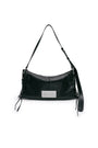 Matin Kim Eyelet Shirring Shoulder Bag — Black