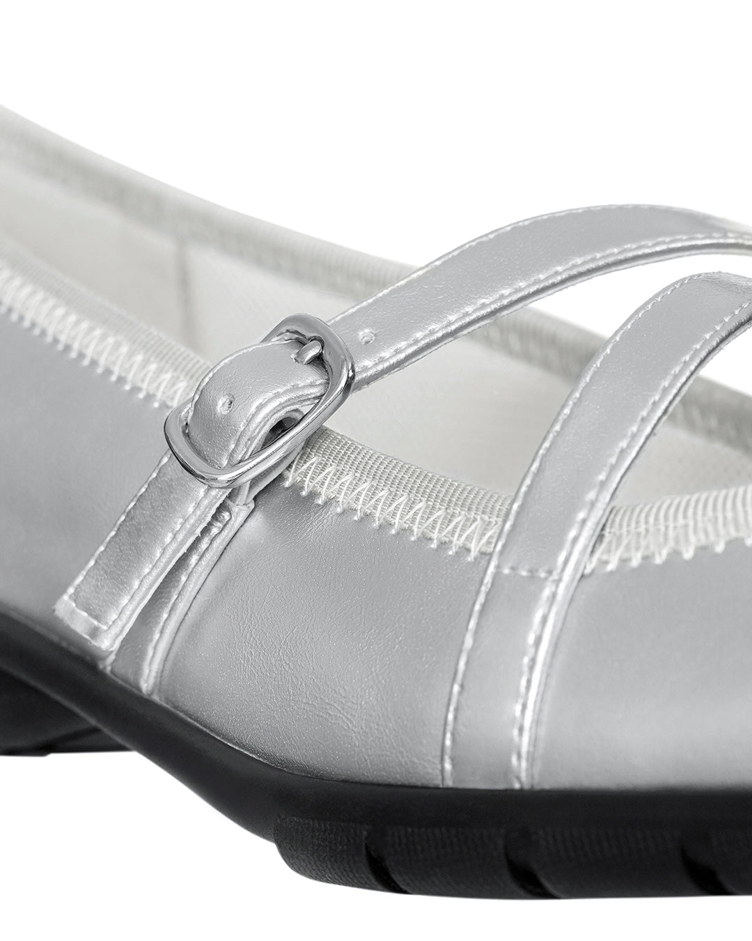 Stand Oil Strap Ballet Mary Jane — Silver