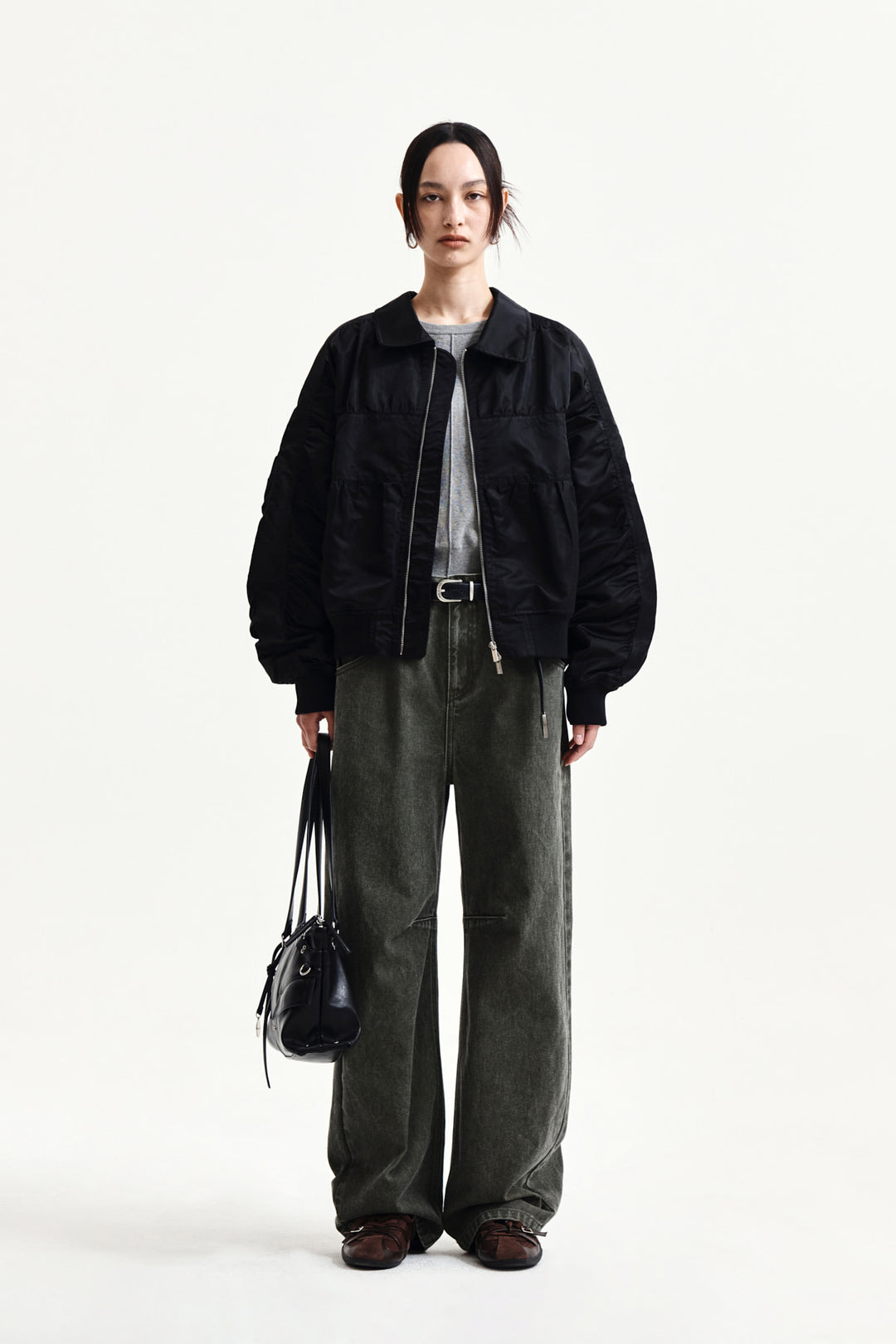Matin Kim Dart Point Denim Pants — Khaki