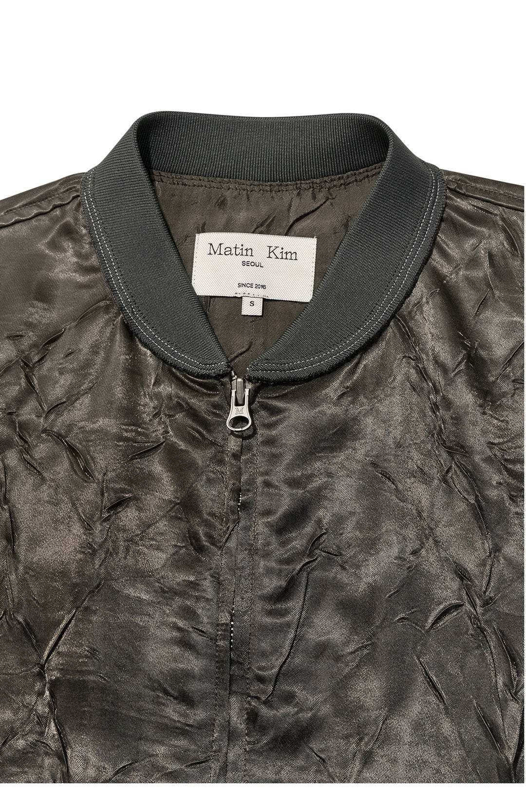 Matin Kim Back Logo Crinkle Blouson — Khaki