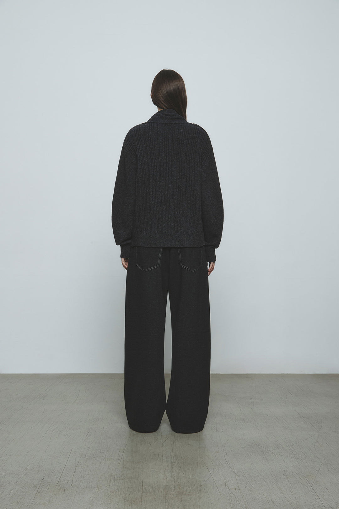 KIMMATIN Muffler Cardigan — Charcoal