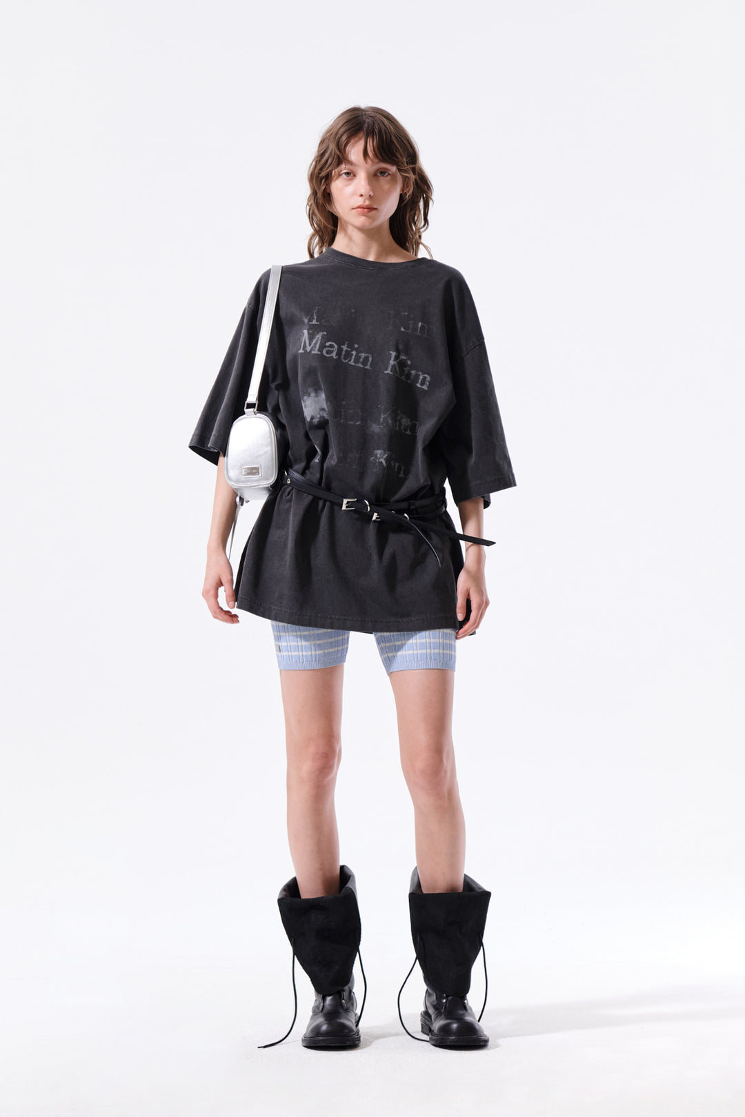 Matin Kim Stripe Knit Shorts — Light Blue