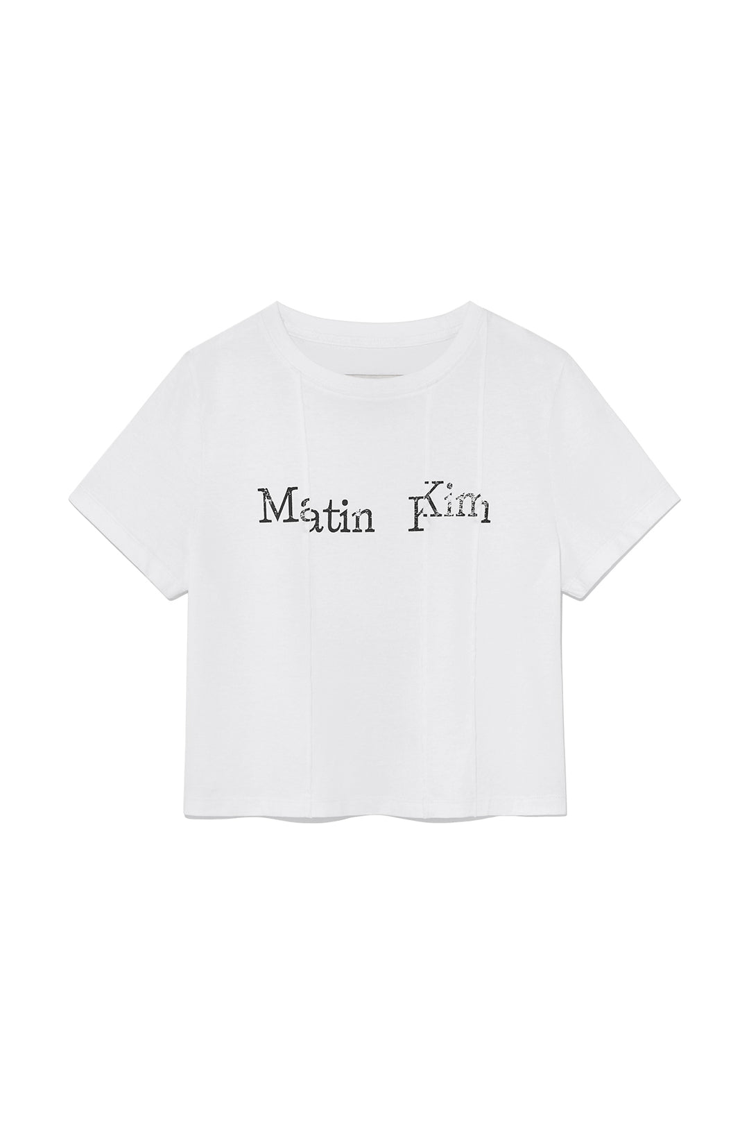 Matin Kim Unbalance Logo Crop Top — White
