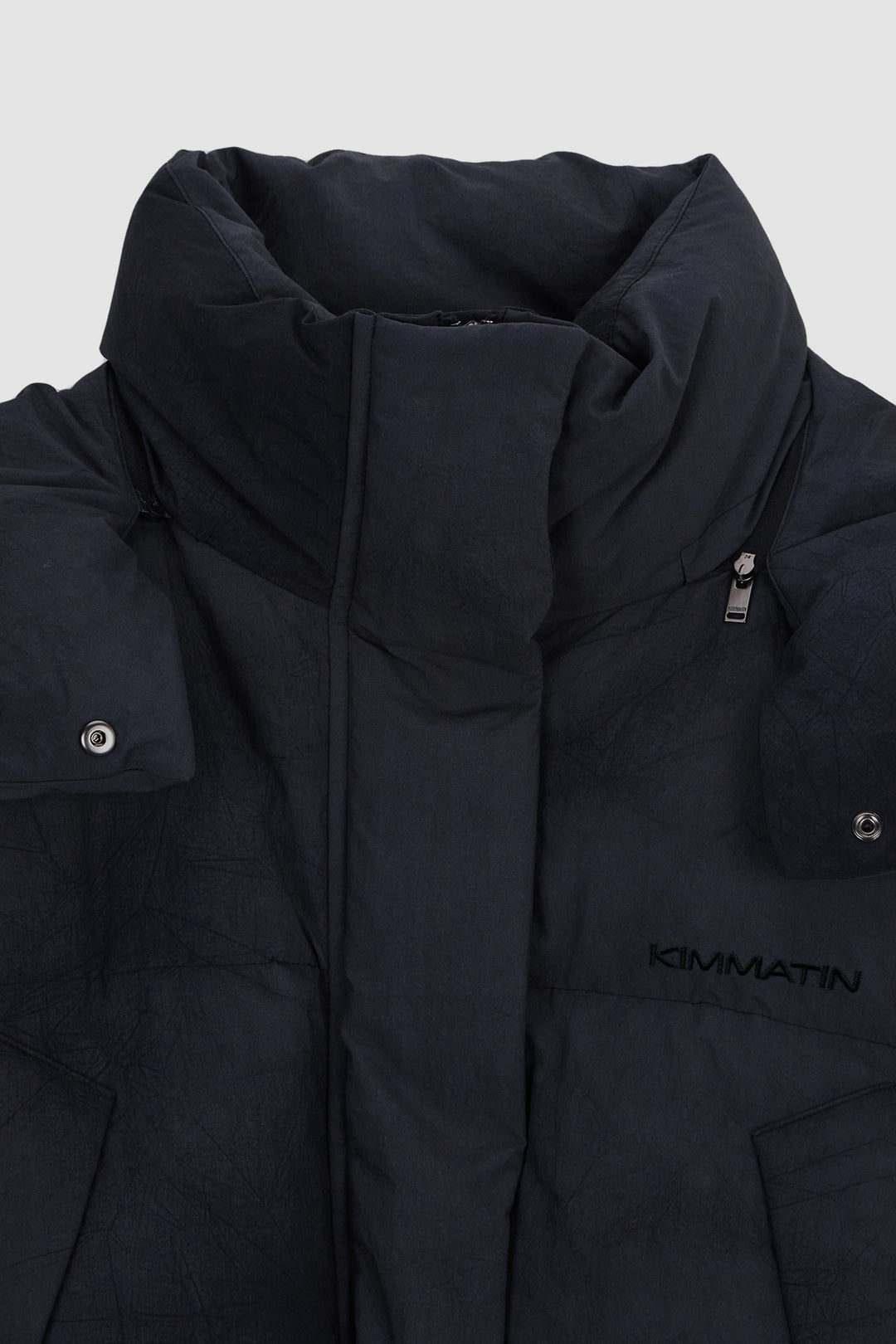KIMMATIN Dying Effect Volume Puffer Down Jumper — Charcoal