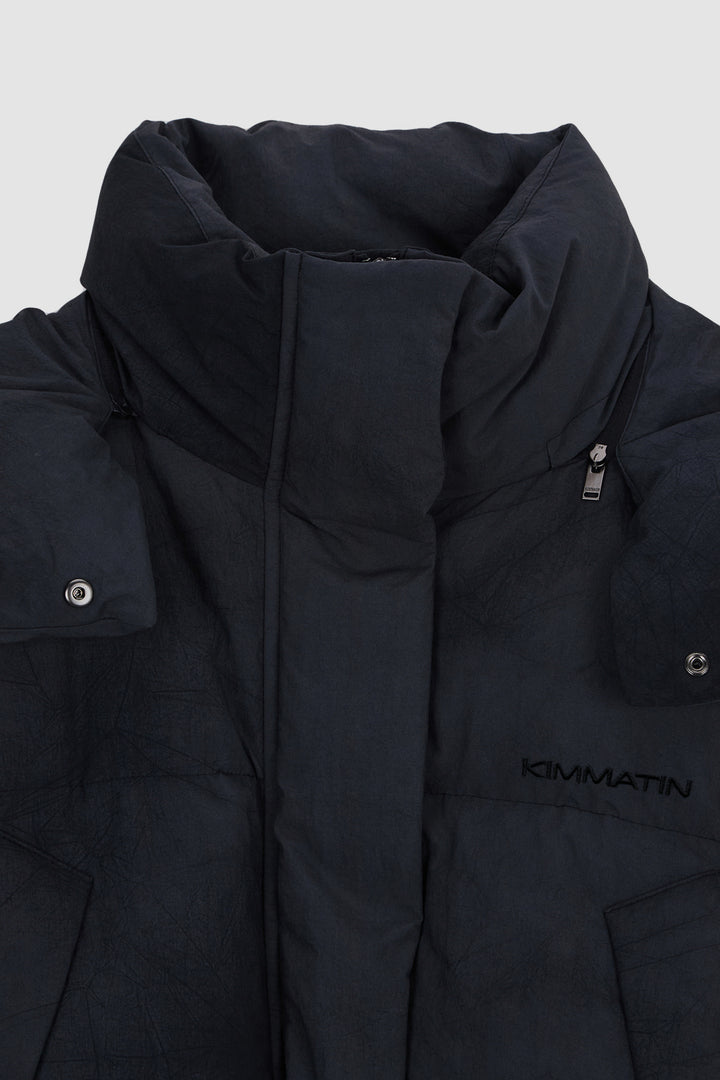 KIMMATIN Dying Effect Volume Puffer Down Jumper — Charcoal
