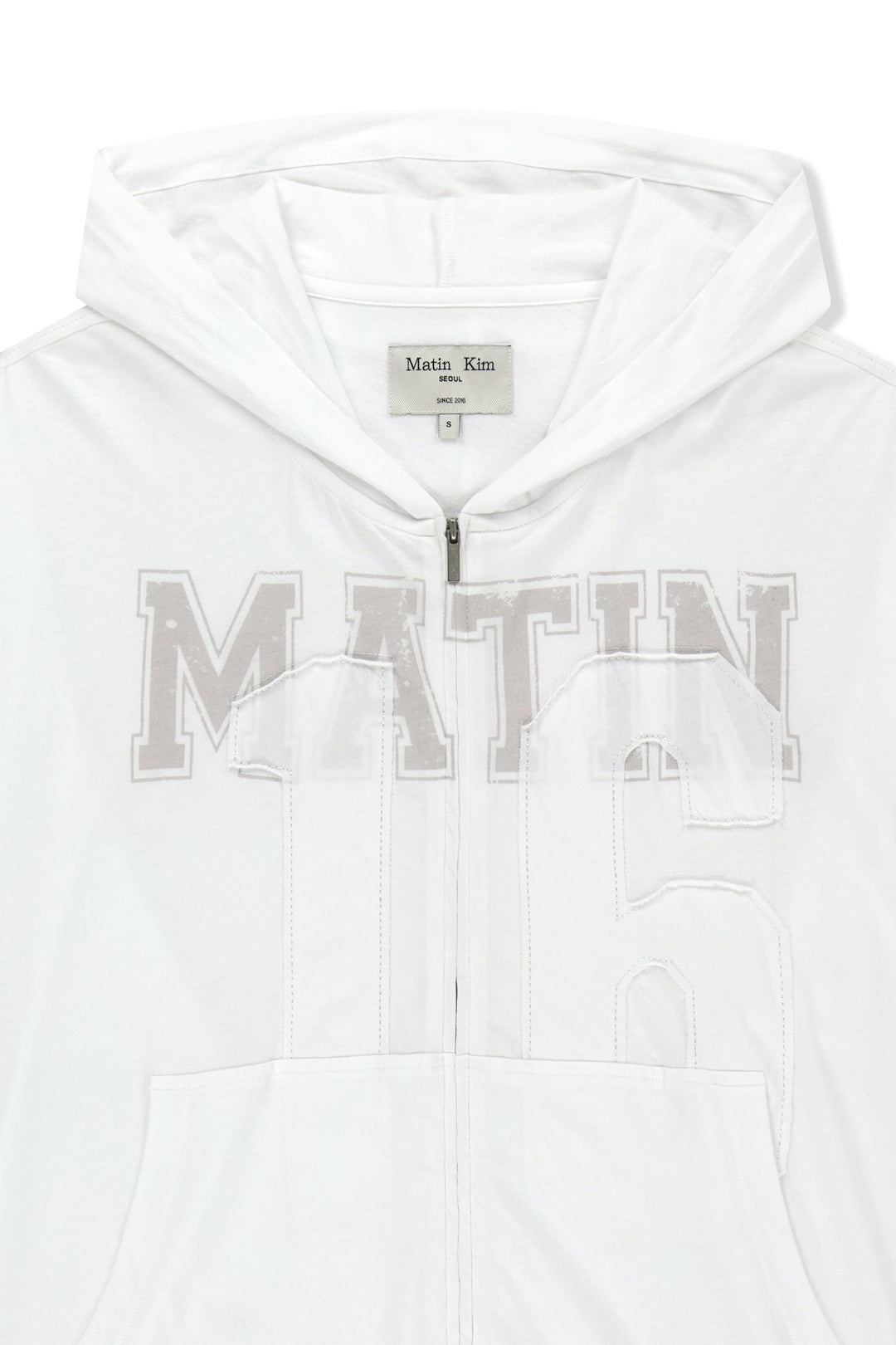 Matin Kim 16 Applique Logo Zip Hoody — White