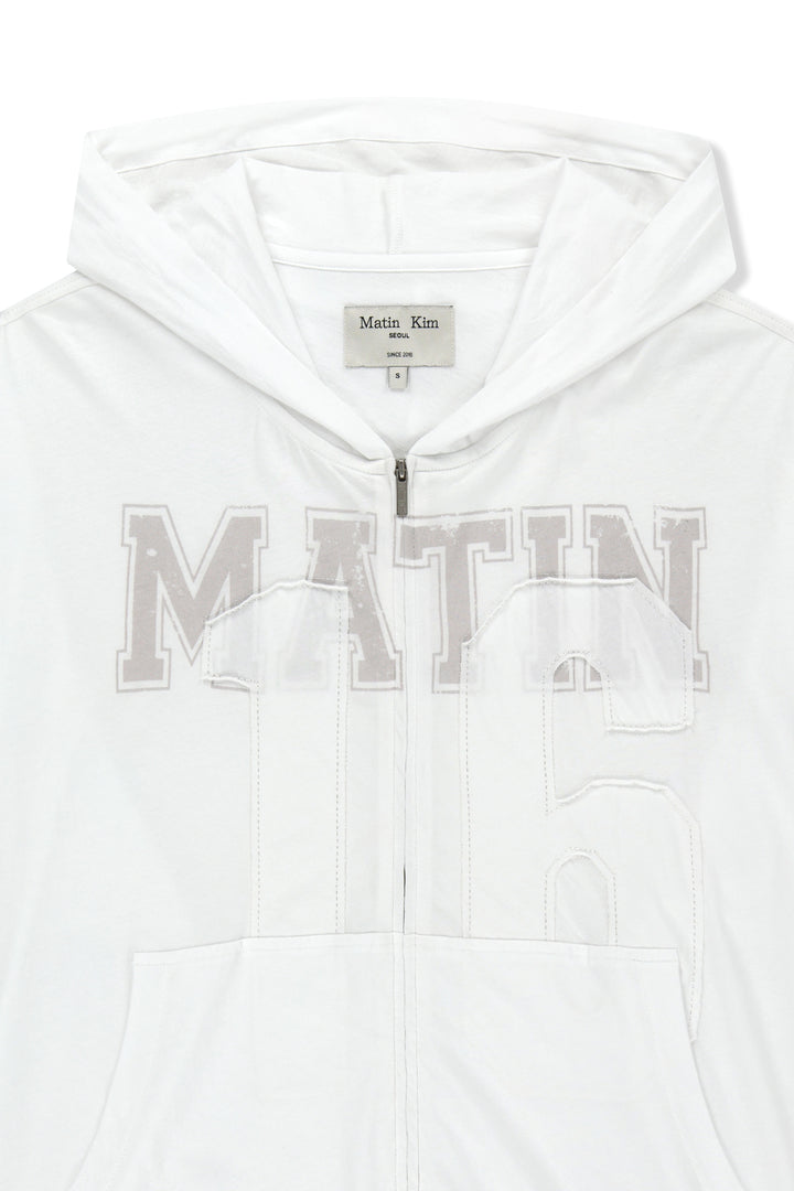 Matin Kim 16 Applique Logo Zip Hoody — White