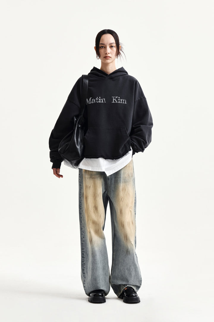 Matin Kim Vintage Dirty Washed Denim Pants — Light Blue