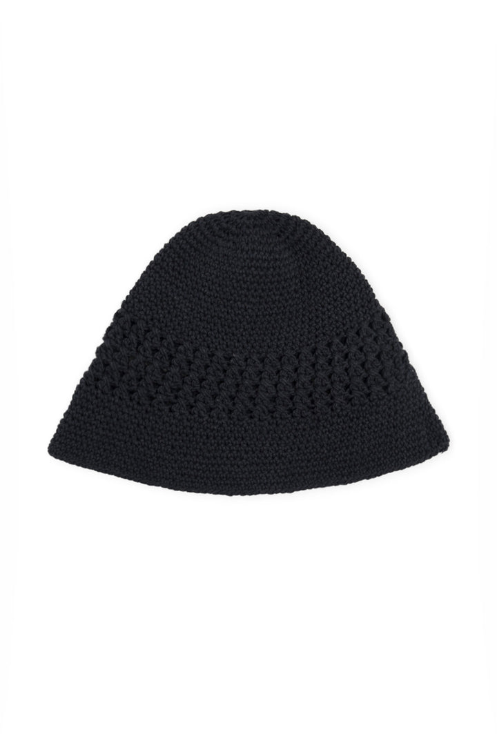Matin Kim Crochet Cotton Bucket Hat — Black