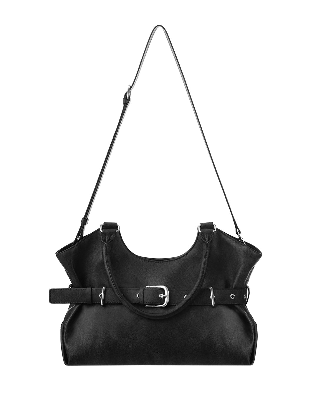 Stand Oil Lene Bag · Wrinkled Leather Crossbody — Black