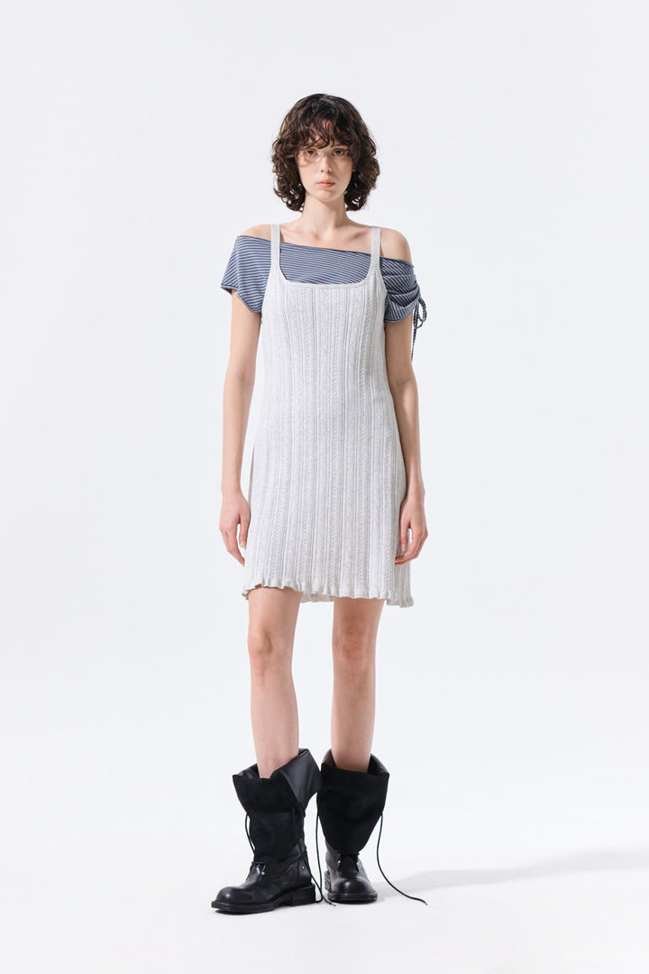 Matin Kim Open Back Ribbed Knit Dress — Light Grey
