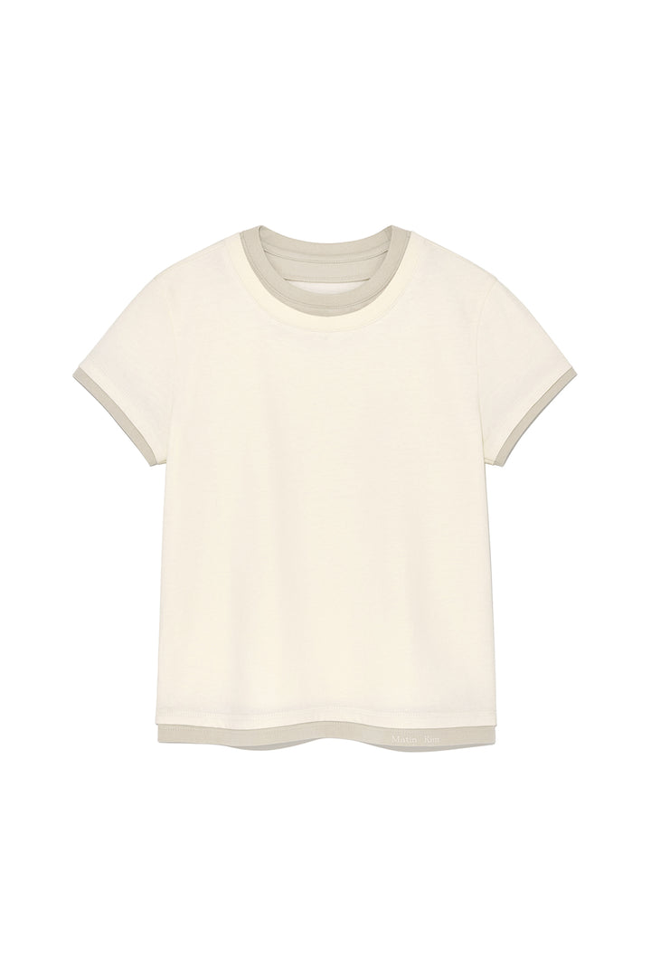 Matin Kim Color Point Layered Top — Ivory