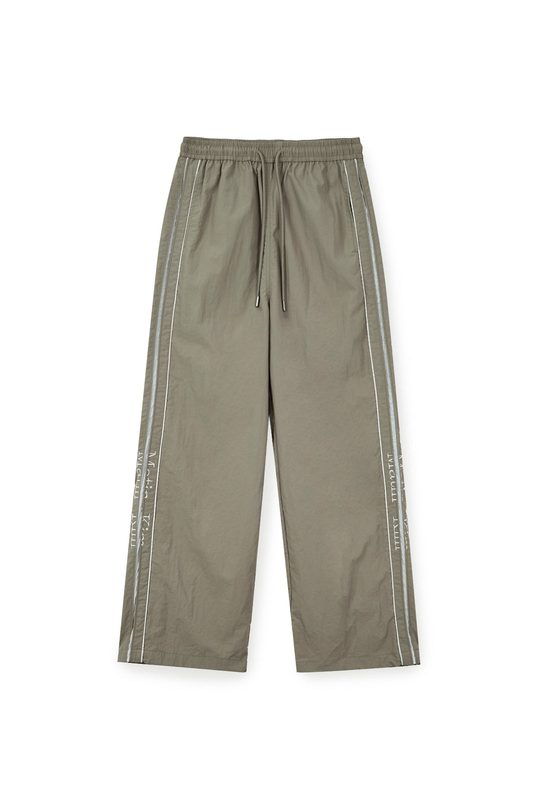 Matin Kim Side Logo Wide Track Pants — Khaki