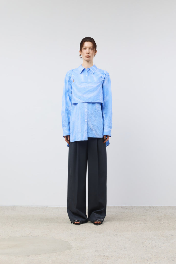 KIMMATIN Bustier Layered Crinkle Shirt — Blue