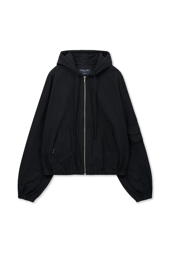 Matin Kim Washed Cotton Zip Hoodie — Black