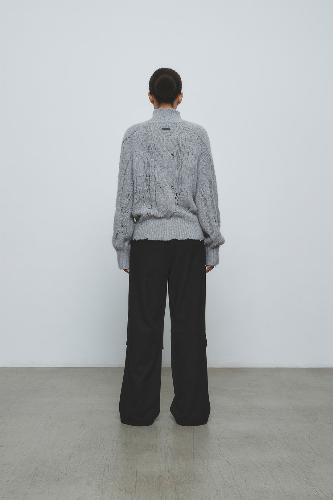 KIMMATIN Oversize Highneck Volume Pullover — Gray