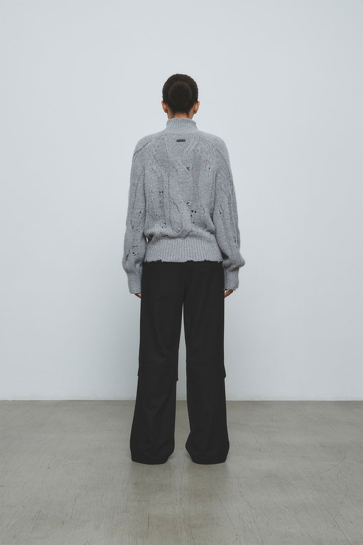KIMMATIN Oversize Highneck Volume Pullover — Gray