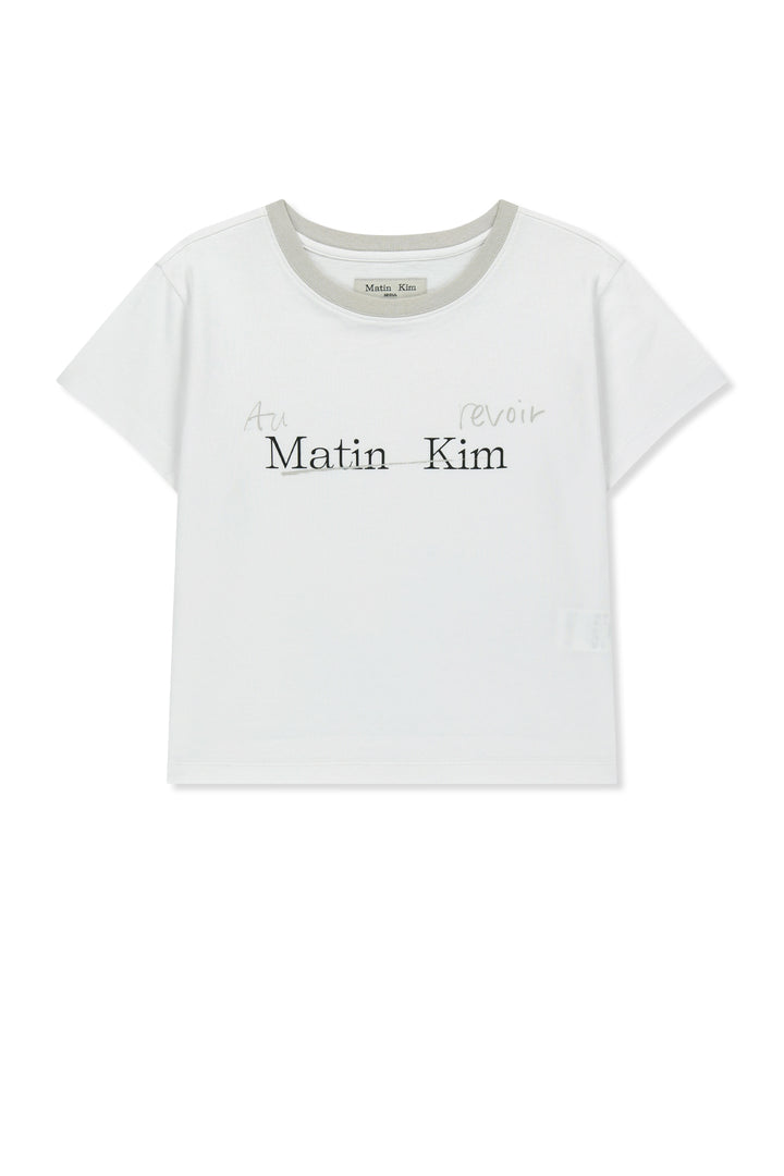 Matin Kim Tonal Rib Logo Crop Top — White