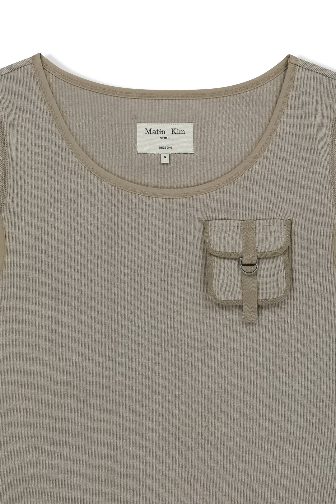 Matin Kim Pocket Point Slim Fit Top — Beige