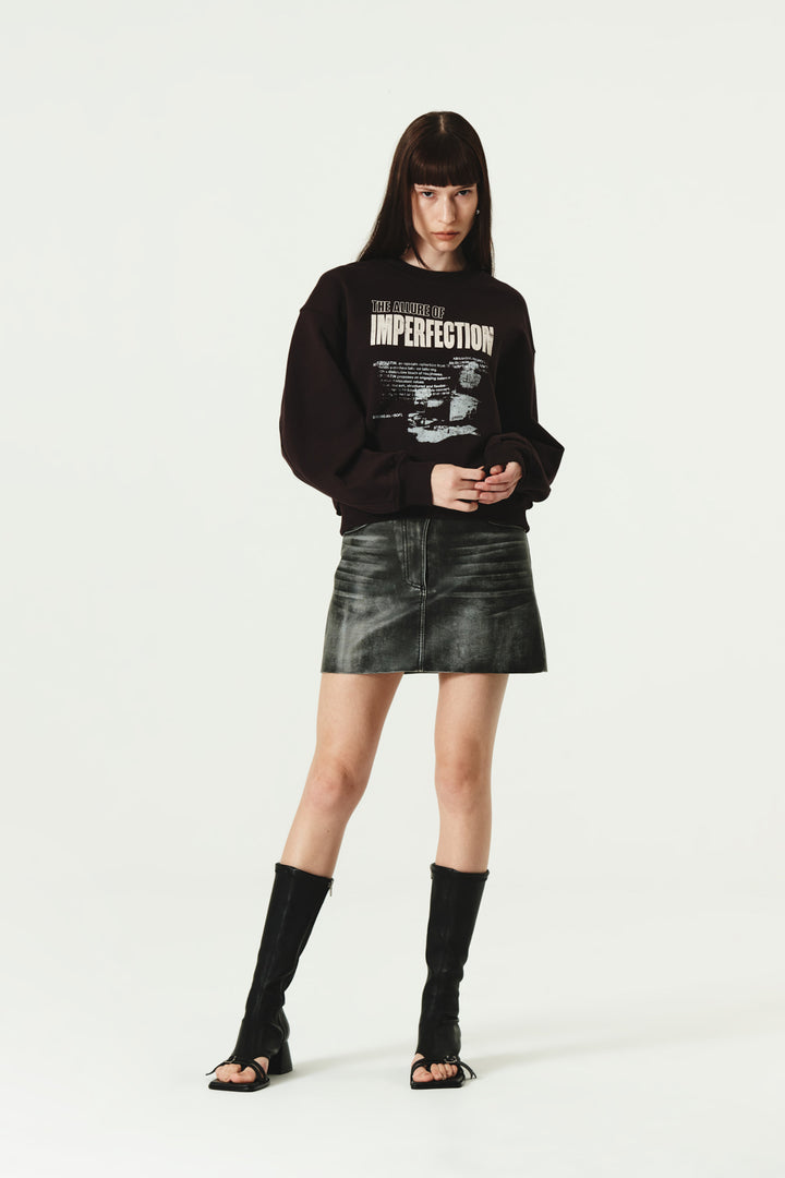 KIMMATIN Vintage Printing Sweatshirt — Burgundy