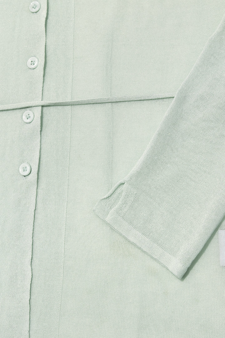 Matin Kim String Point Plain Long Cardigan — Mint