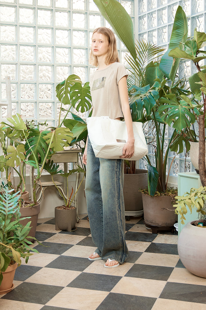 Matin Kim Rough Cut Line Point Denim — Smoke — Blue