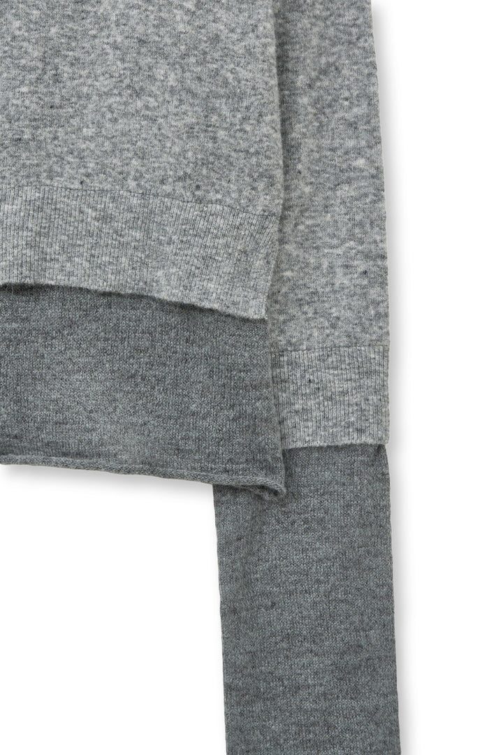 Matin Kim Layered Texture Knit Cardigan — Gray