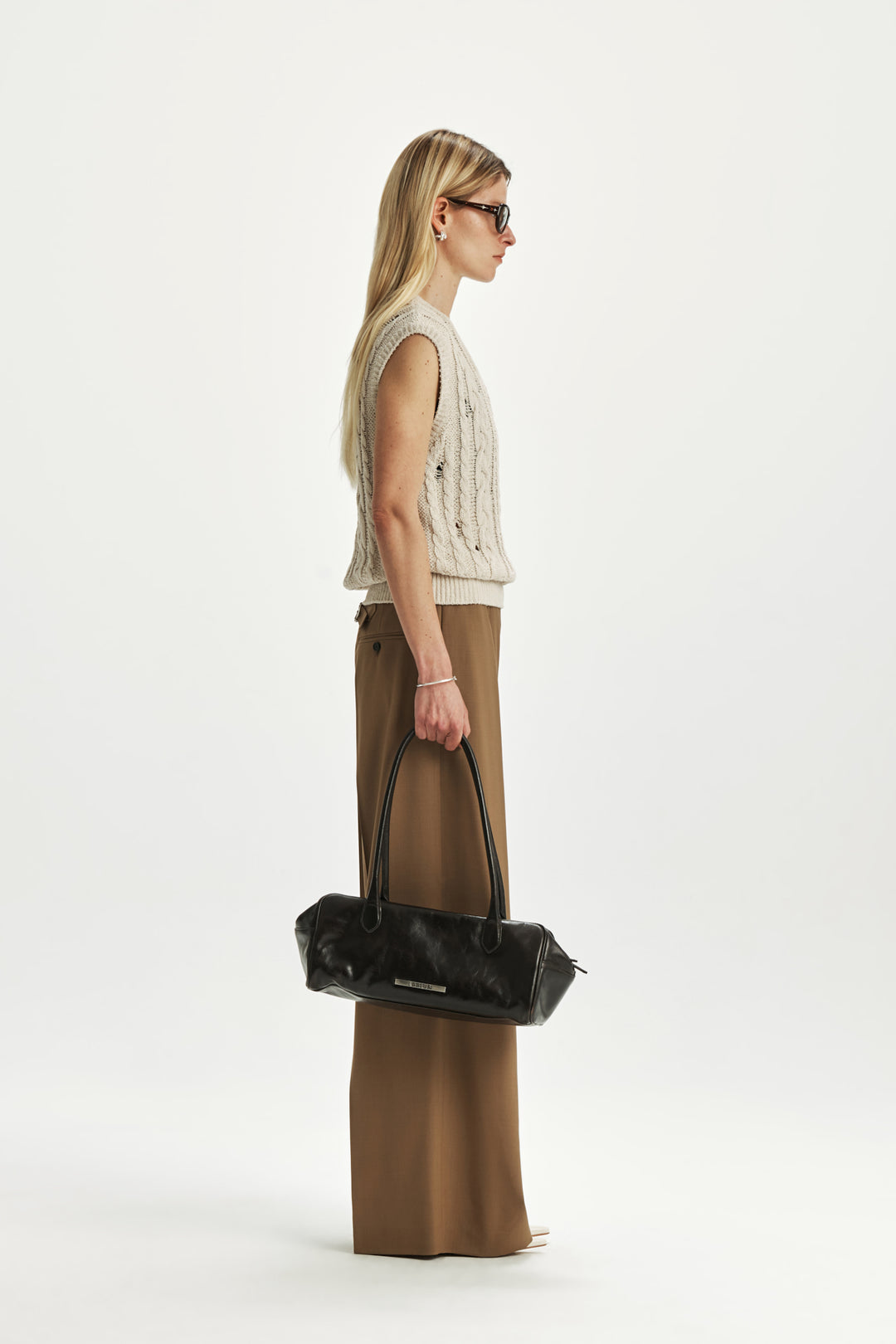 KIMMATIN Cable Crochet Knit Vest — Ivory