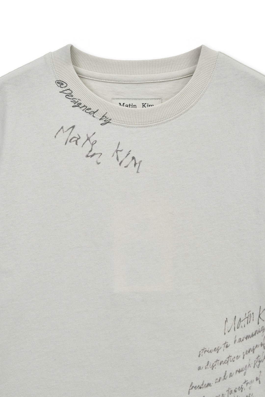 Matin Kim Graffiti Round Hem Crop Top — Cream