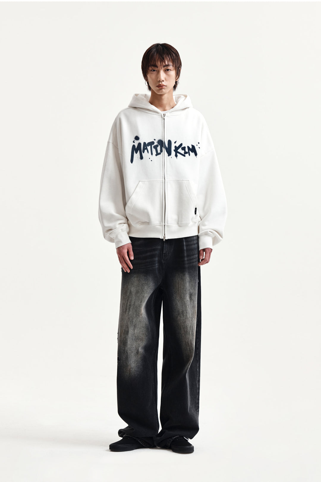 Matin Kim Vintage Dirty Washed Denim Pants — Black