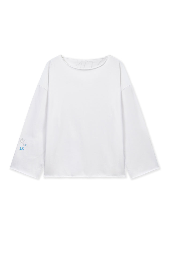 Matin Kim Raw Hem Boat Neck Top — White