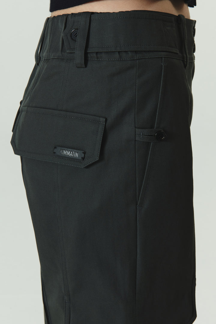KIMMATIN Banding Straight Cargo Pants — Gray