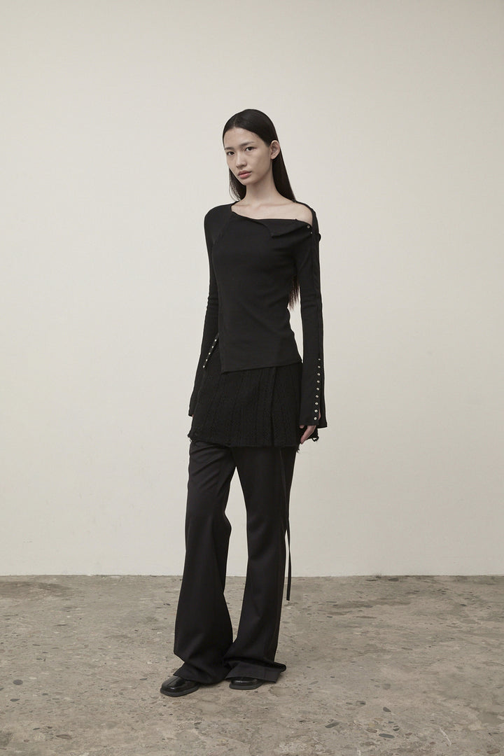 Matin Kim Snap Detail Slim Top — Black