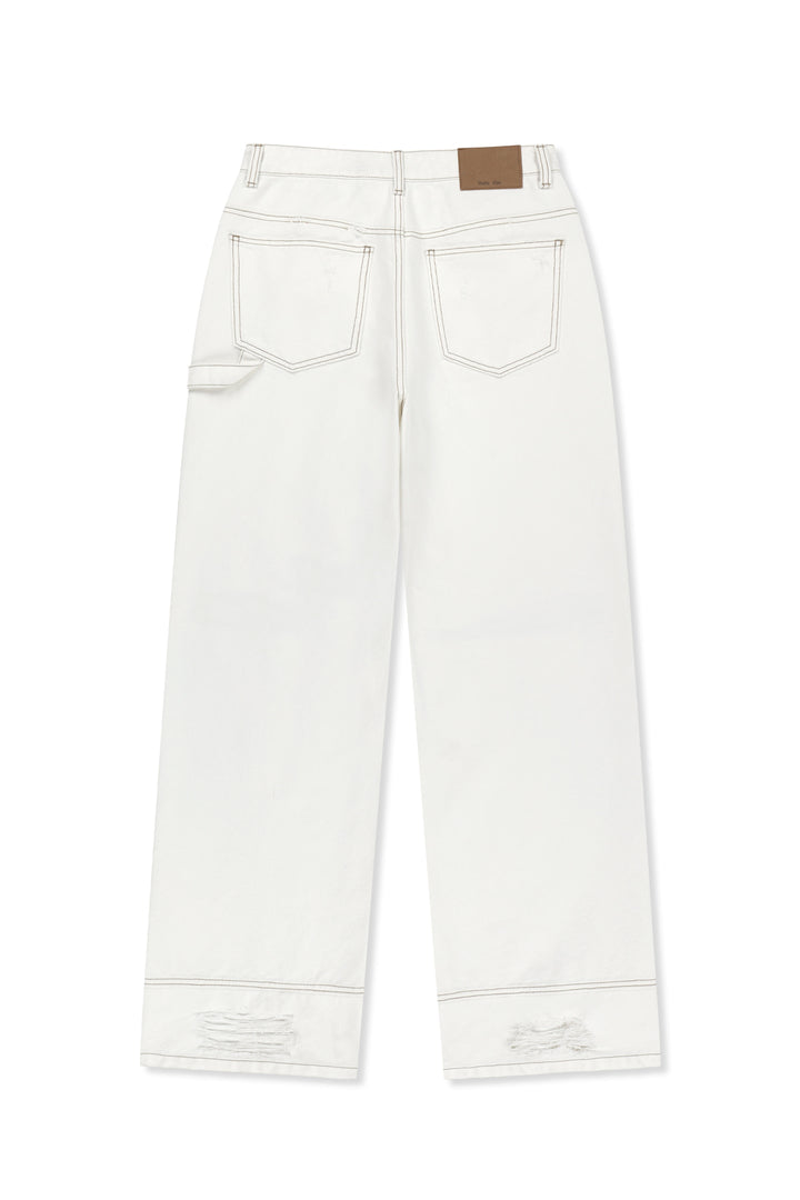 Matin Kim Destroyed Color Dyeing Denim — White