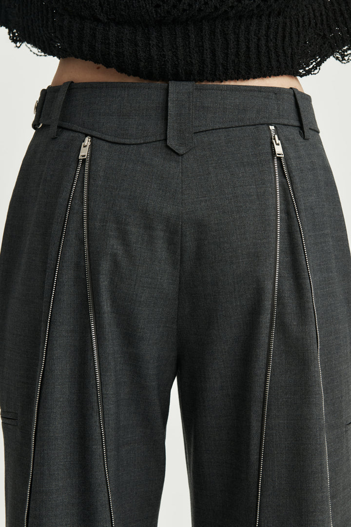 KIMMATIN Zipper Point Trouser — Gray