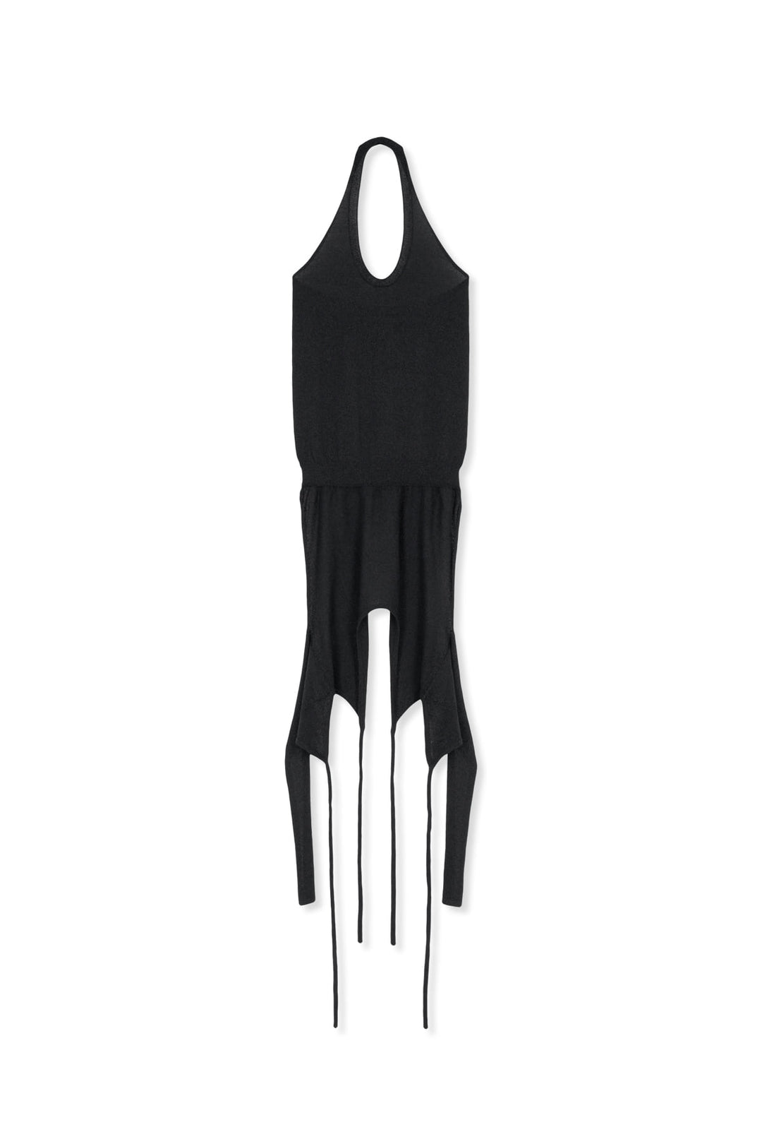 Matin Kim Layered Tie Halter Neck Knit Top — Black