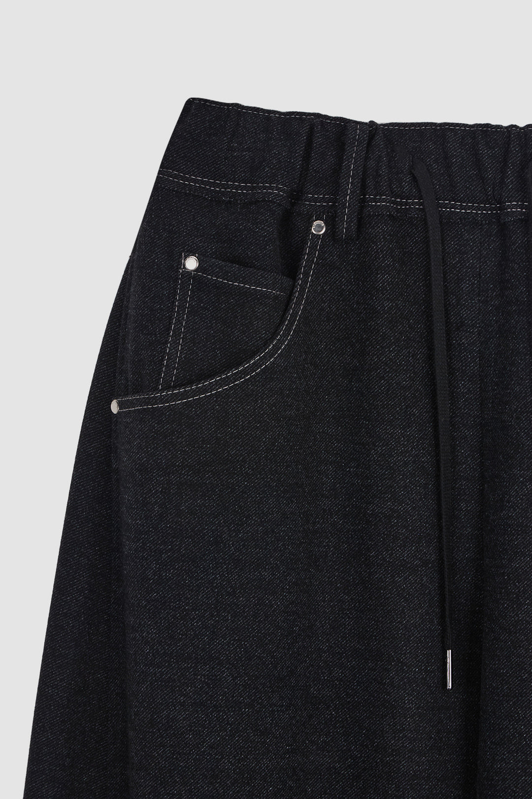 KIMMATIN Blended Wool Curved Banding Pants — Black