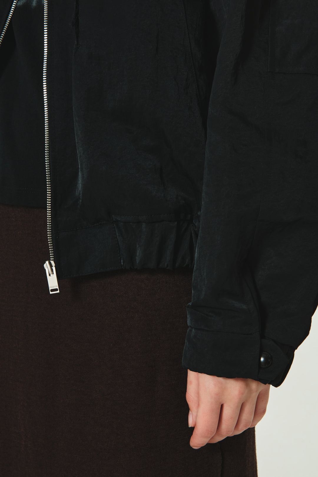 KIMMATIN High Neck Nylon Jumper — Black