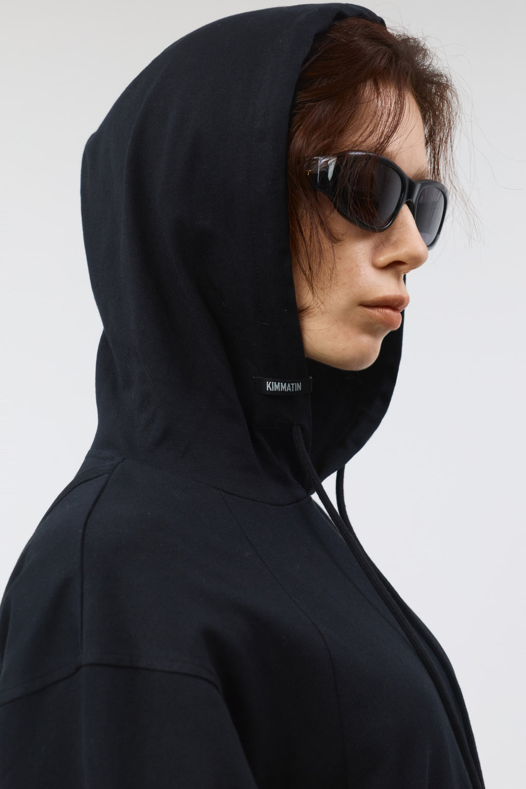 KIMMATIN Back Open Hoody Jersey Dress — Black