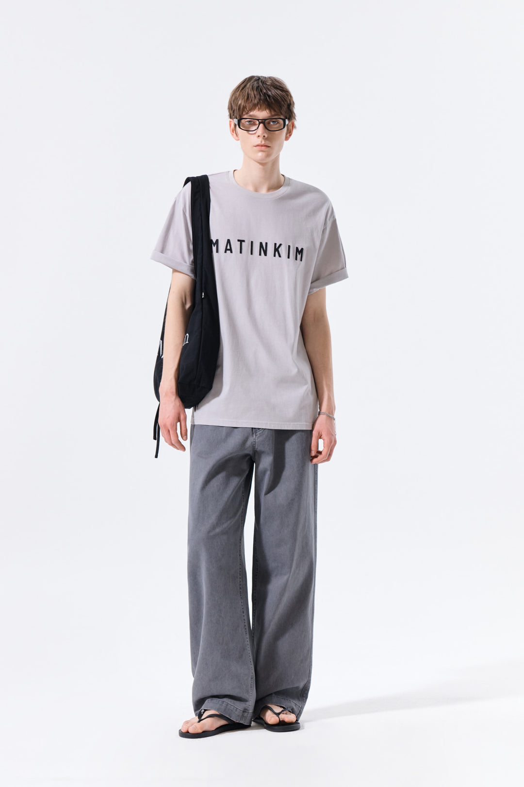 Matin Kim Side Tab Washed Cotton Pants — Charcoal