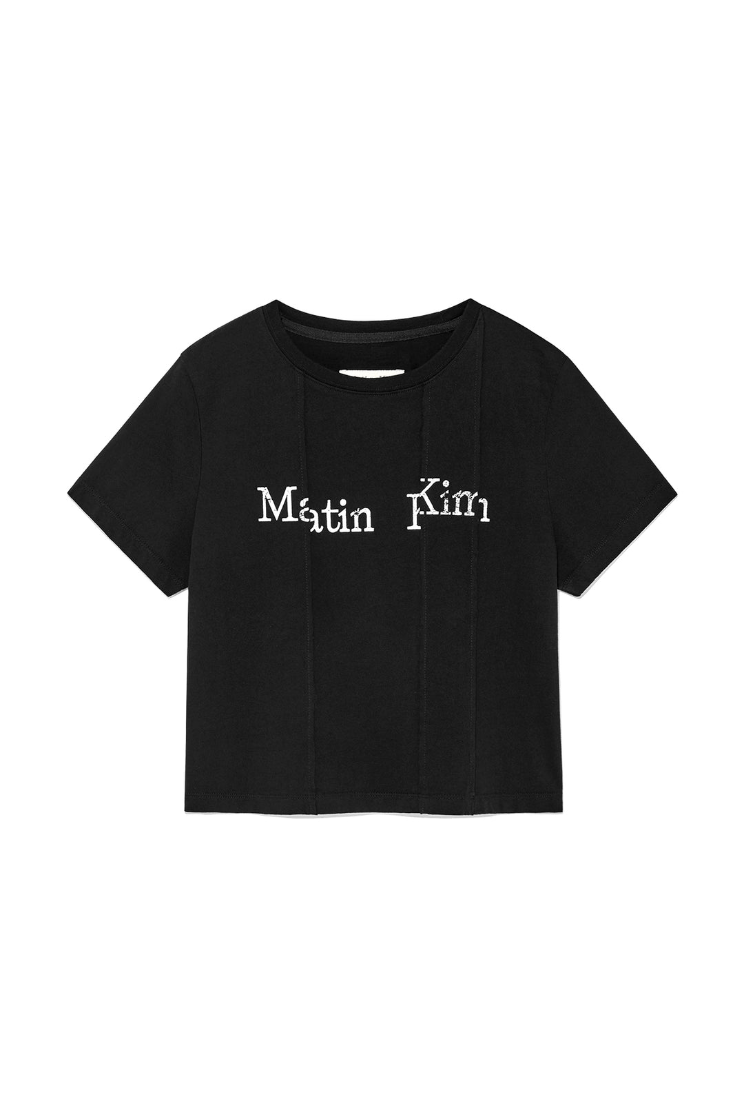 Matin Kim Unbalance Logo Crop Top — White