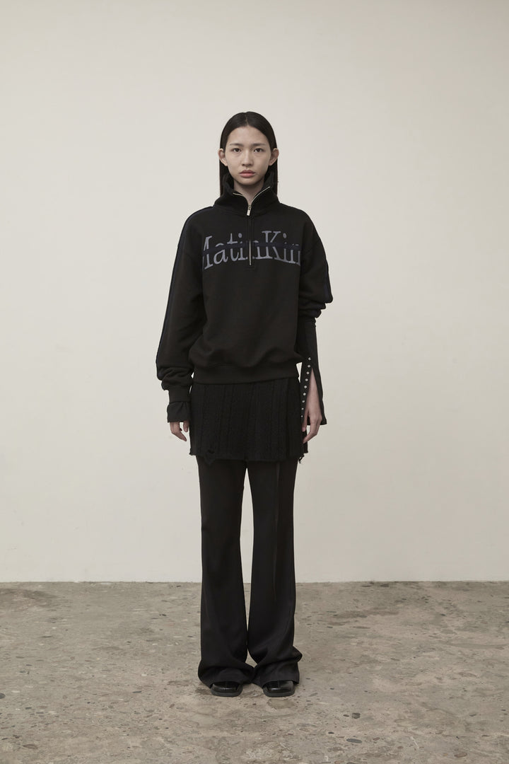 Matin Kim Cut Out Half Zip Sweatshirt — Black