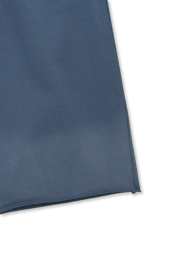 Matin Kim Vintage Washed Back Logo Bermuda Sweatpants — Blue