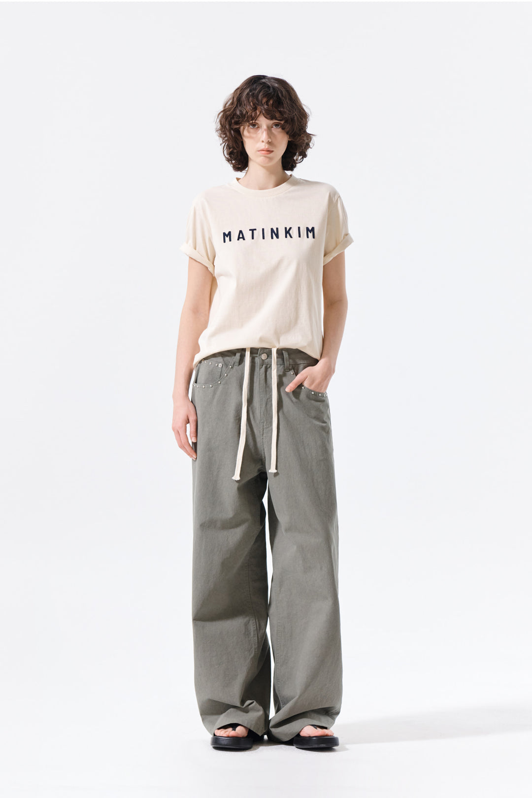Matin Kim Applique Felt Logo Top — Cream